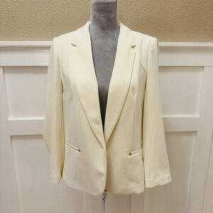 NWT Anne Klein Open Front Blazer Jacket Size:XS Cream MSRP:$119